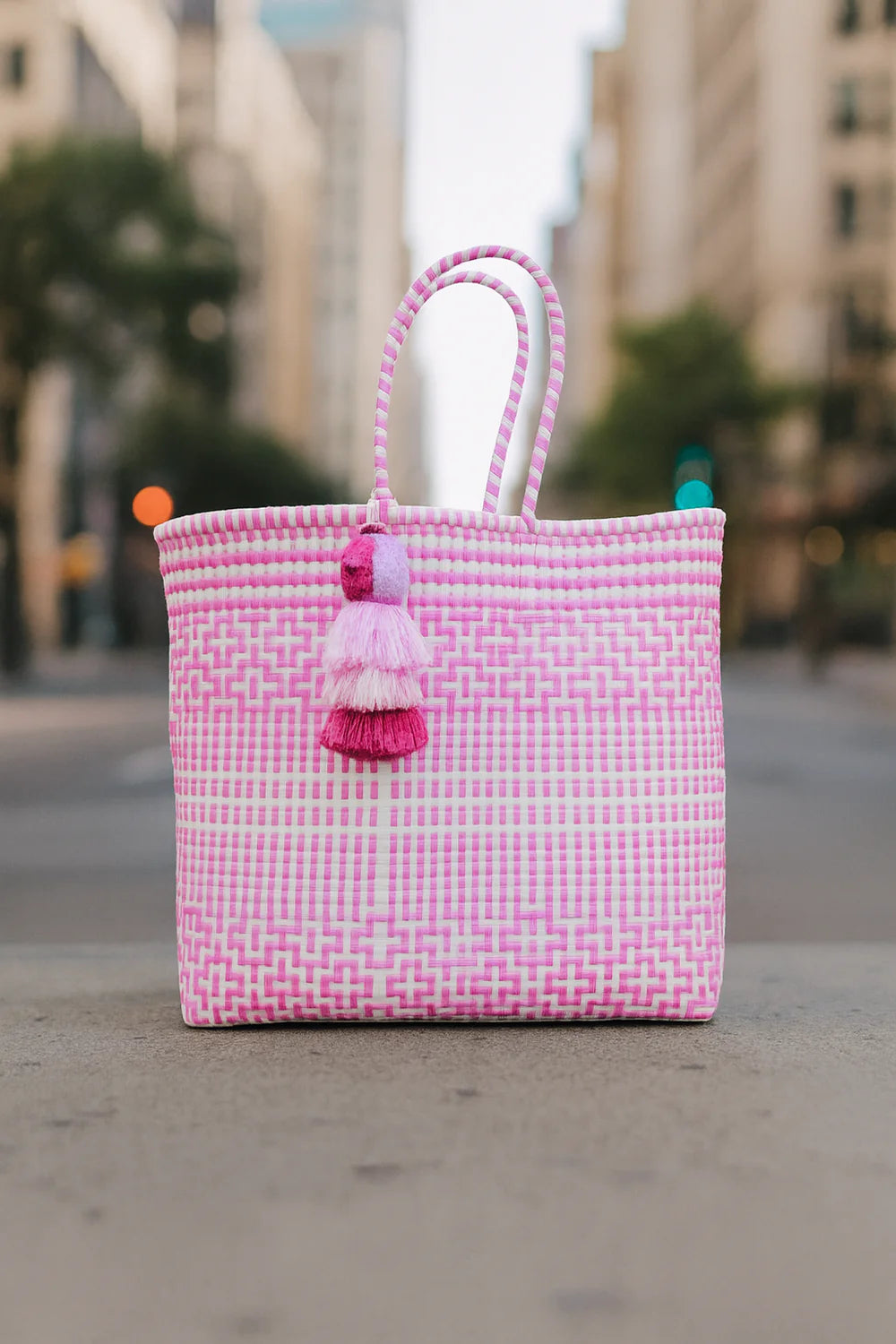 Grosse Tote Bag Squeeze The Citron pink weiss