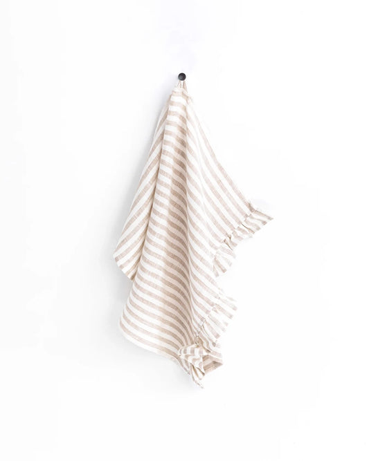 Geschirrtuch Magic Linen Weiss/Beige gestreift