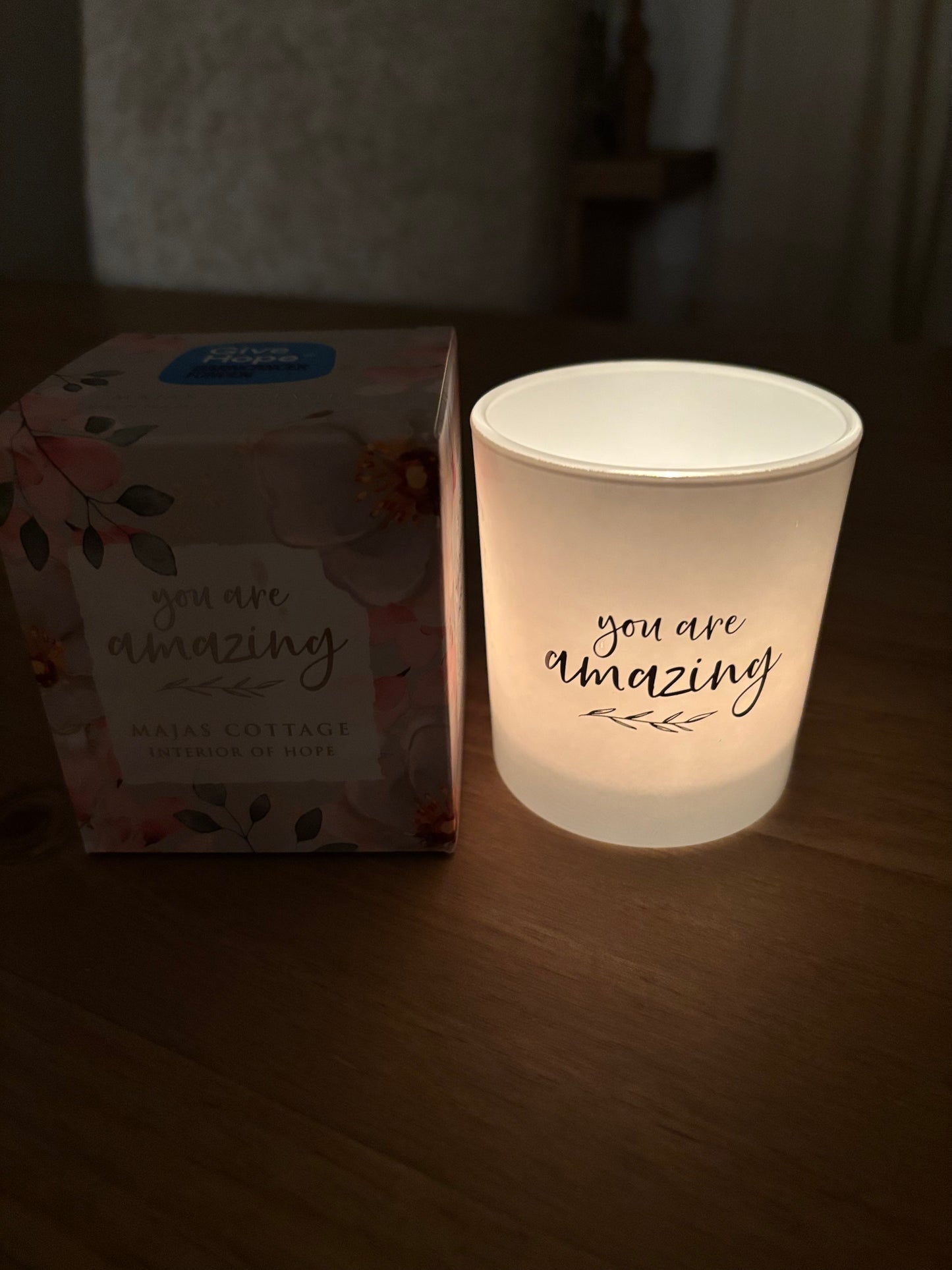 Teelichtchen Glas der Hoffnung Majas Cottage