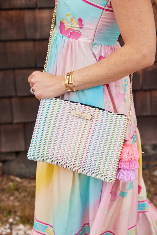 Clutch von Squeeze The Citron Regenbogen in Weiss